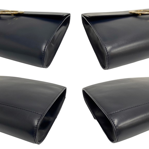 CELINE Circle Logo Metal Fittings Calf Leather Genuine 2way Shoulder Bag Poch... - Picture 7 of 10